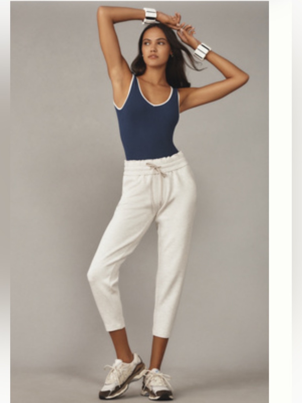 Varley Slim Pants in Ivory Marl